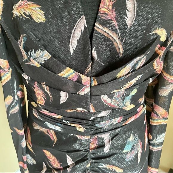 𝅺Rachel Zoe Sloane Feather Print Dress Size 6 - Picture 6 of 16